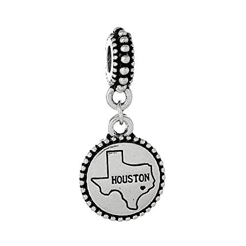 State Charm Bead Spacer (Houston)Spacer Bead for European Snake Chain Charm Bracelet - Sexy Sparkles Fashion Jewelry - 1
