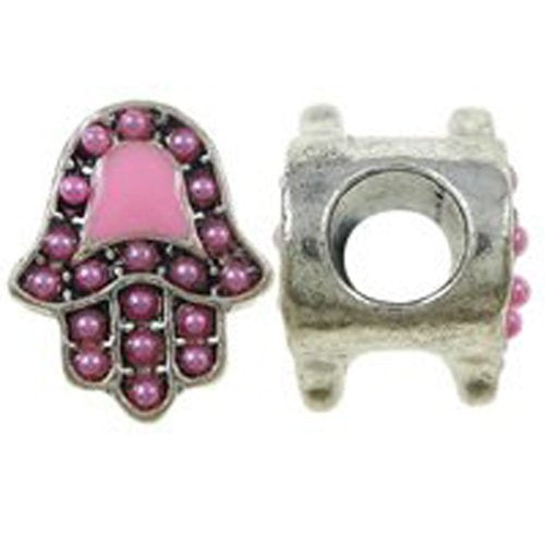 Hamsa or Hand of Fatima Spacer Bead For Snake Chain Bracelet (Pink) - Sexy Sparkles Fashion Jewelry