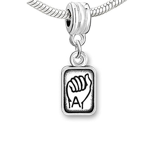 Sign Lauguage Charms Alphabet Letter European Bead Compatible for Most European Snake Chain Bracelet (A) - Sexy Sparkles Fashion Jewelry