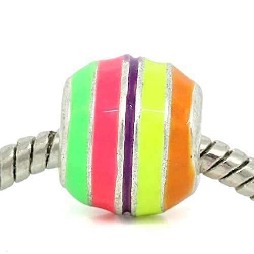 Multi  Enamel Barrel Charm European Bead Compatible for Most European Snake Chain Bracelet - Sexy Sparkles Fashion Jewelry - 1