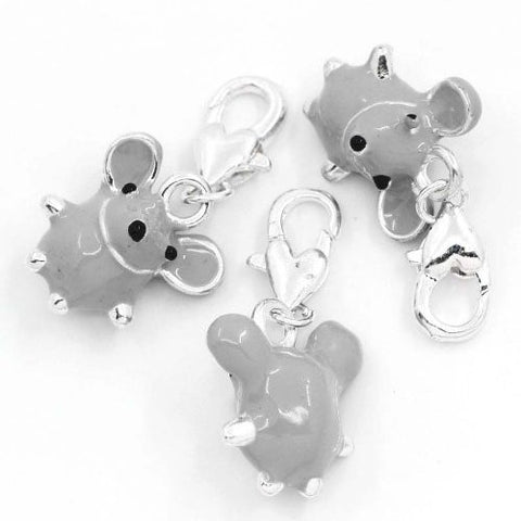 Grey Mouse Clip on Pendant for European Charm Jewelry w/ Lobster Clasp - Sexy Sparkles Fashion Jewelry - 3