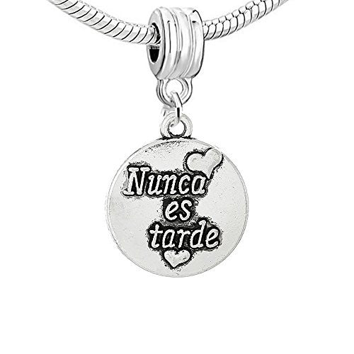 Carved Nunca Es Tarde Charm Bead - Sexy Sparkles Fashion Jewelry