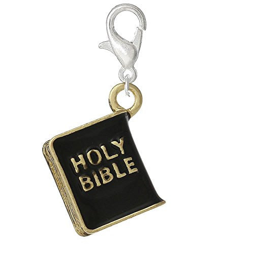 Holy Bible Religious Charm Clip On Pendant w/ Lobster Clasp