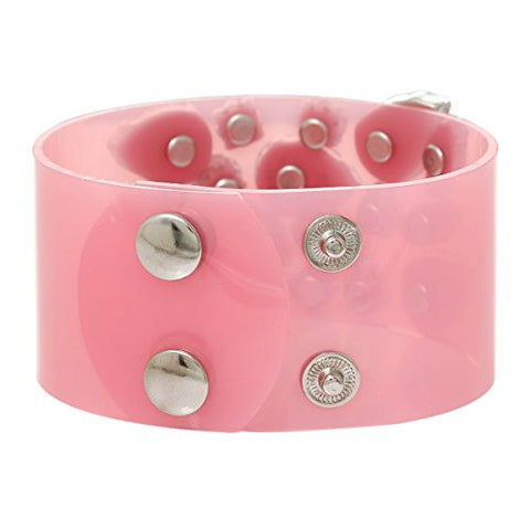Pink PVC Bangel Bracelet with Clear Crystals - Sexy Sparkles Fashion Jewelry - 2