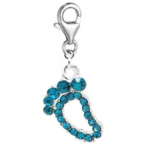 Rhinestone Clip on Foot Dangle Charm Pendant for European Clip on Charm Jewelry w/ Lobster Clasp - Sexy Sparkles Fashion Jewelry