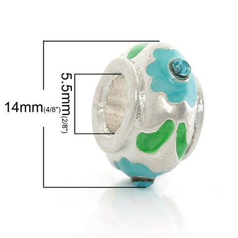 Flower Pattern with  Crystals Charm European Bead Compatible for Most European Snake Chain Bracelet - Sexy Sparkles Fashion Jewelry - 2