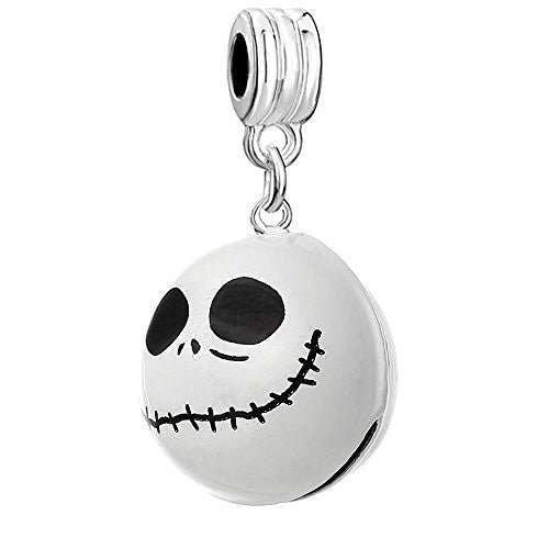 Nightmare Before Christmas Halloween Skull Bell/Pendant Charm Bead for European Snake Chain Bracelets