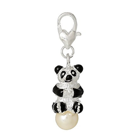 Baby Panda Seating on Acrylic Pearl Bead Clip On Charm for European Charm Jewelry w/ Lobster Clasp - Sexy Sparkles Fashion Jewelry - 1