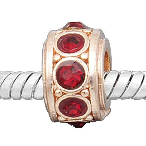 Red July Birthstone  Rose Gold tone Charm European Bead Compatible for Most European Snake Chain Bracelet - Sexy Sparkles Fashion Jewelry