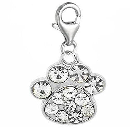 Clip on Dog Paw Charm Bead Pendant for European Clip on Charm Jewelry with Lobster Clasp