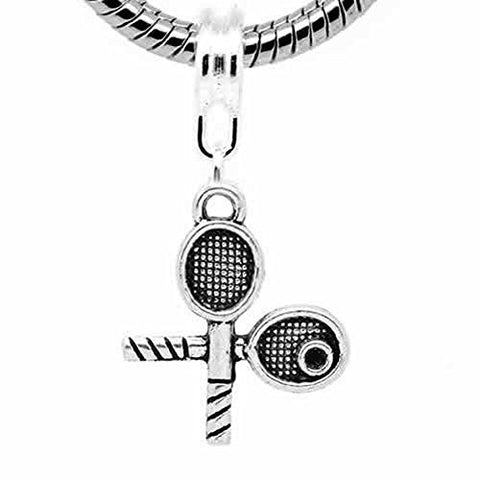 Tennis Racket European Bead Compatible for Most European Snake Chain Bracelet - Sexy Sparkles Fashion Jewelry - 1