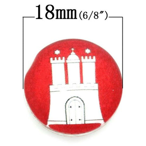 Castle Design Glass Chunk Charm Button Fits Chunk Bracelet 18mm for Noosa Style Chunk Leather Bracelet - Sexy Sparkles Fashion Jewelry - 2