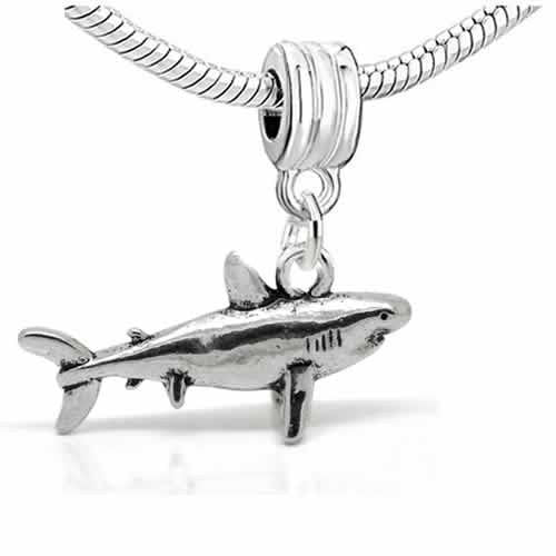 Shark 3d Dangle Charm European Bead Compatible for Most European Snake Chain Bracelet