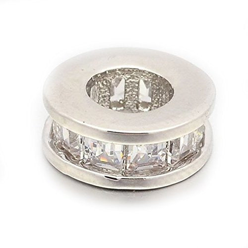 CZ Brass Micro Pave Grade AAA Cubic Zirconia Large Hole European Beads - Sexy Sparkles Fashion Jewelry