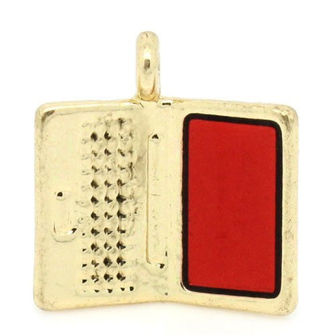 Gold plated base Tone Computer/laptop with Red Enamel Screen Charm Pendant - Sexy Sparkles Fashion Jewelry - 4