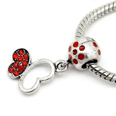Red Butterfly Shaped Heart Dangle Charm Bead for Snake Chain Bracelet - Sexy Sparkles Fashion Jewelry - 4