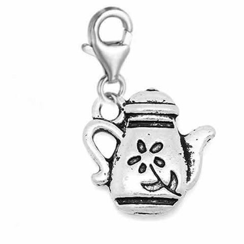 Clip on Teapot Charm Dangle Pendant for European Clip on Charm Jewelry w/ Lobster Clasp - Sexy Sparkles Fashion Jewelry - 2