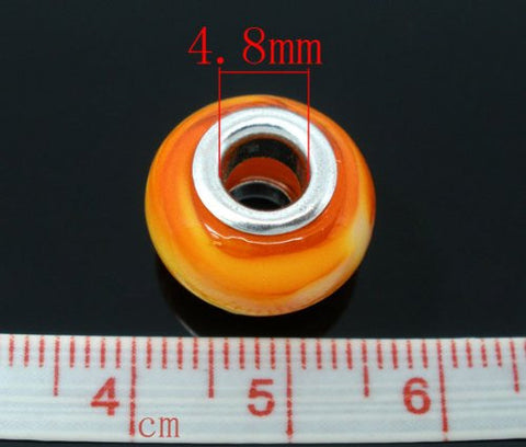 Ten (10) Orange Glass Lampwork Beads For Snake Chain Bracelet - Sexy Sparkles Fashion Jewelry - 3