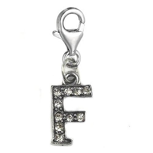 Clip on Letter F Dangle Charm Pendant for European Clip on Charm Jewelry w/ Lobster Clasp - Sexy Sparkles Fashion Jewelry
