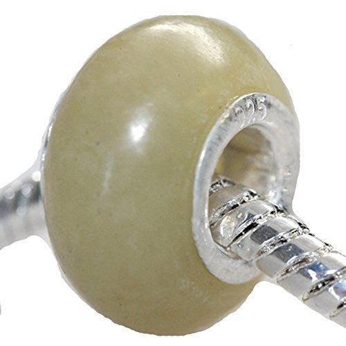 Stone Lemon Quartz European Bead Compatible for Most European Snake Chain Bracelet