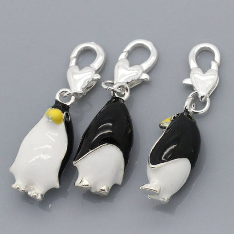 Penguin Clip on Bead Pendant for European Jewelry w/ Lobster Clasp - Sexy Sparkles Fashion Jewelry - 4