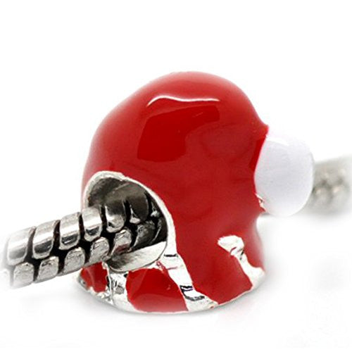 Red Enamel Christmas Santa's Hat Charm Spacer European Bead Compatible for Most European Snake Chain Bracelet