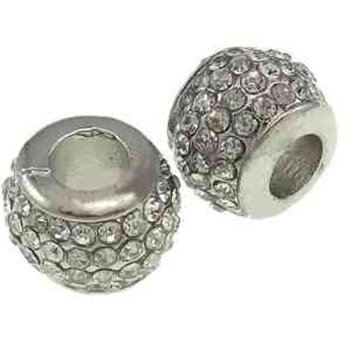 Rhinestone Birthstone April Clear  Diamond Spacer European Bead Compatible for Most European Snake Chain Bracelet - Sexy Sparkles Fashion Jewelry