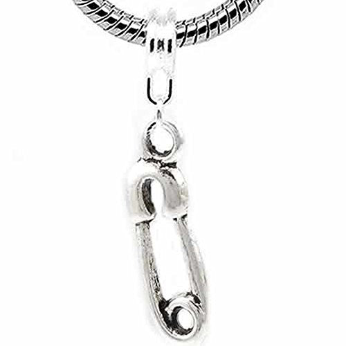 Safety Pin Charm Dangle Bead Spacer For Snake Chain Charm Bracelet - Sexy Sparkles Fashion Jewelry