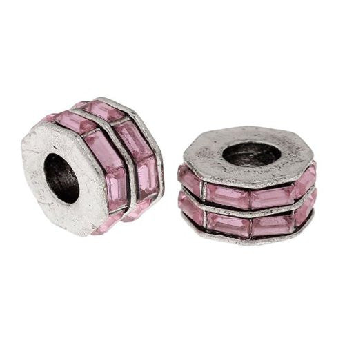 Pink Crystals Charm Beads for Snake Chain Charm Bracelets