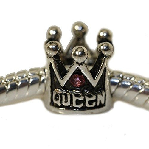 Queen Crown with Pink Crystals Charm European Bead Compatible for Most European Snake Chain Bracelet - Sexy Sparkles Fashion Jewelry - 1