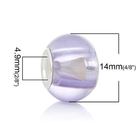 Five (5)Mauve Glass European Murano Lampwork Beads Compatible with European Snake Chain Bracelet - Sexy Sparkles Fashion Jewelry - 2