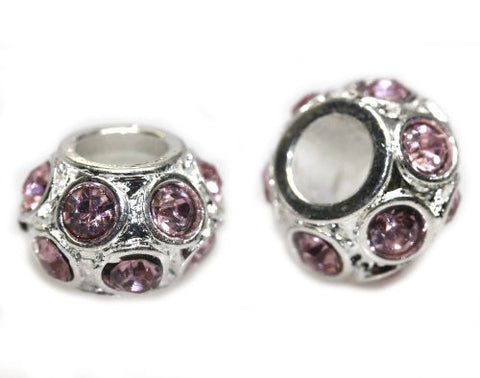 Birthstone June Lt Pink  Crystal Charm Compatible with European Snake Chain Charm Bracelet - Sexy Sparkles Fashion Jewelry - 2