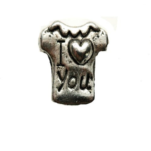 I Love You T-shirt Charm European Bead Compatible for Most European Snake Chain Bracelet - Sexy Sparkles Fashion Jewelry - 1