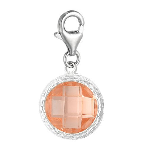 Clip on Pink Orange Charm Dangle Pendant for European Clip on Charm Jewelry w/ Lobster Clasp - Sexy Sparkles Fashion Jewelry