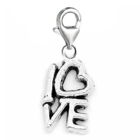 Clip on Love Dangle Charm Pendant for European Clip on Charm Jewelry w/ Lobster Clasp - Sexy Sparkles Fashion Jewelry - 2