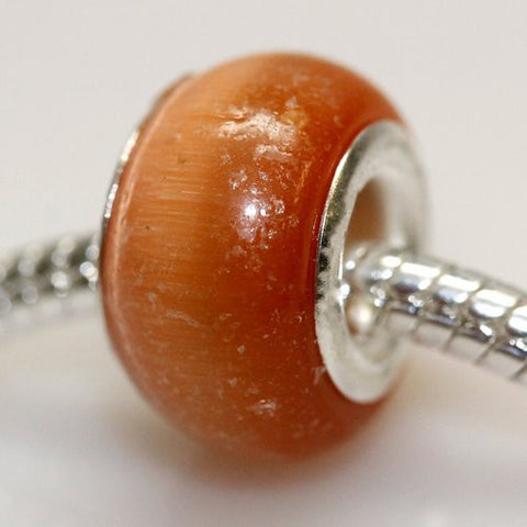 Cat's Eye Glass European Beads For Snake Chain Bracelet (Red Orange) - Sexy Sparkles Fashion Jewelry - 2