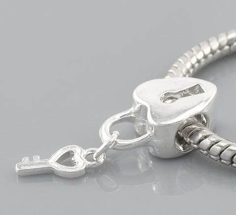 Key to my Heart Dangling Key Top Quality Charm Spacer Beads For Snake Chain Charm Bracelet - Sexy Sparkles Fashion Jewelry - 2