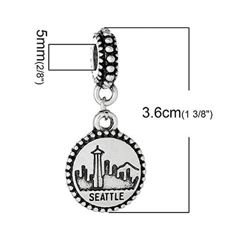 State Charm Bead Spacer (Seattle)Spacer Bead for European Snake Chain Charm Bracelet - Sexy Sparkles Fashion Jewelry - 3