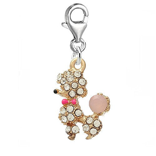 Poodle Dog Clip on Pendant for European Charm Jewelry w/ Lobster Clasp - Sexy Sparkles Fashion Jewelry