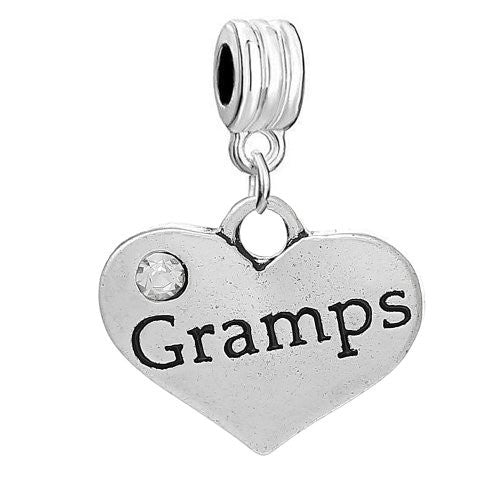 2 Sided Heart w/Crystal Stones For Snake Chain  "Gramps"