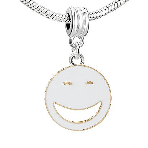 Smiling Face Enamel White Charm Pendant - Sexy Sparkles Fashion Jewelry