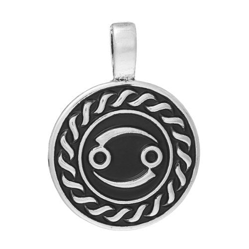 Round Constellation Cancer Zodiac Sign Charm Pendant for Necklace