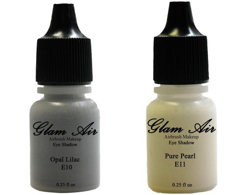 Glam Air Set of Two (2) s-E10Opal Lilac & E11Pure Pearl Airbrush Water-based 0.25 Fl. Oz. bottles of eyeshadow Opal lilac & Pure Pearl
