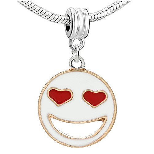 Enamel White/Red Smilling Face Charm Pendant - Sexy Sparkles Fashion Jewelry