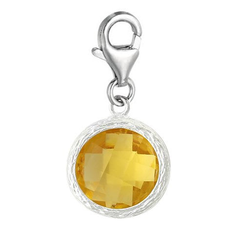Clip on November Topaz Birthstone Charm Dangle Pendant for European Clip on Charm Jewelry w/ Lobster Clasp - Sexy Sparkles Fashion Jewelry
