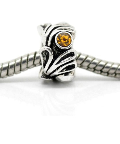 Yelow Rhinestone Charms Spacer Beads For Snake Chain Bracelets