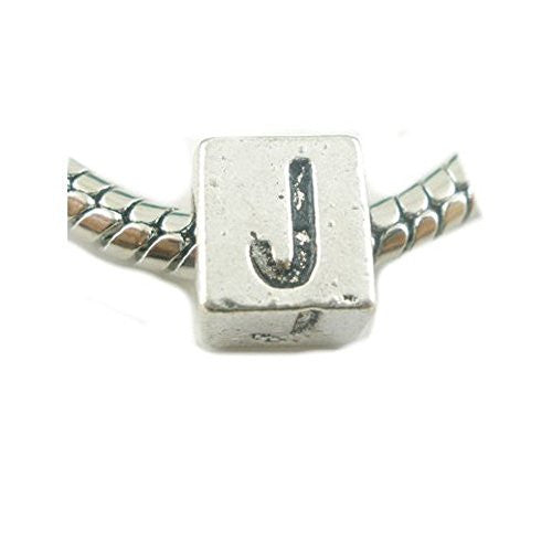 One Alphabet Block Beads Letter J for European Snake Chain Charm Braclets - Sexy Sparkles Fashion Jewelry