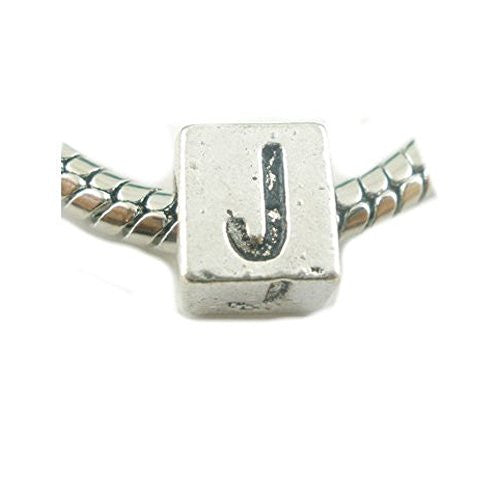 One Alphabet Block Beads Letter J for European Snake Chain Charm Braclets