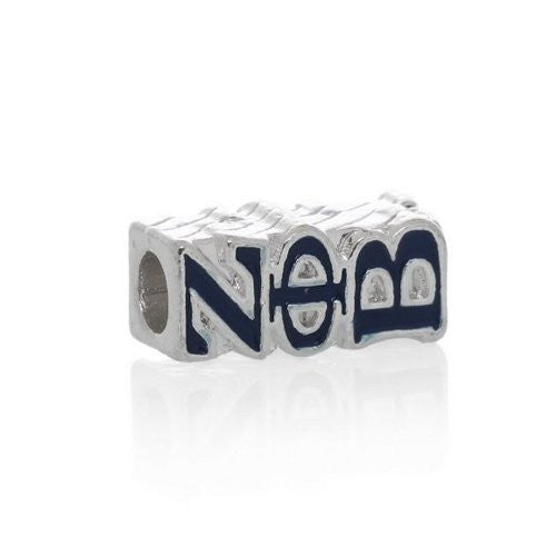 Zeta Phi Beta W/navy Blue Bead European Bead Compatible for Most European Snake Chain Charm Bracelets