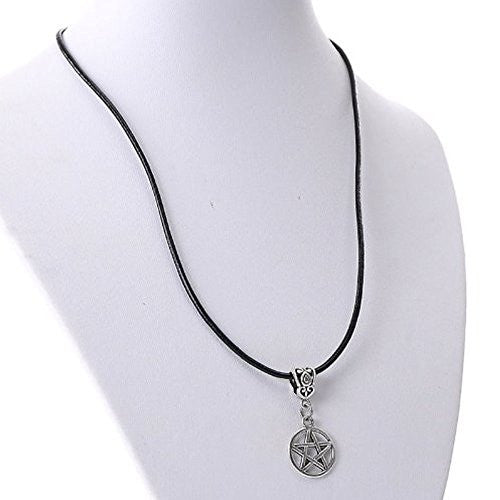 Cowhide Leather Necklaces Antique Silver Round Star With Lobster Clasp 43cm long(16 7/8")